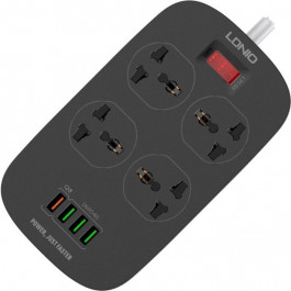 LDNIO SC4407 Black, 4 розетки, 4xUSB, 2м