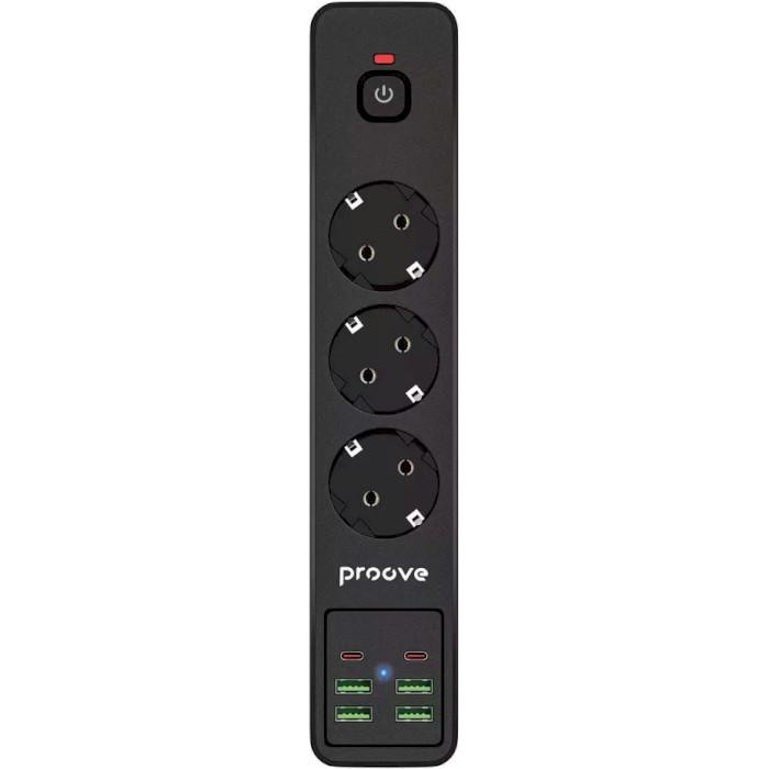 Proove Power Socket Black, 3 розетки, 2xUSB-C, 4xUSB, 2м (P-03) - зображення 1