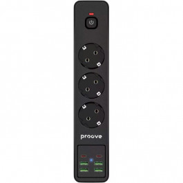 Proove Power Socket Black, 3 розетки, 2xUSB-C, 4xUSB, 2м (P-03)