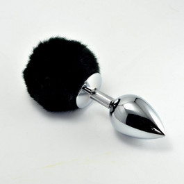 LoveToy Small Silver Plug+Pompon Black (6452LVTOY612)
