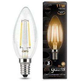 Gauss LED Filament C37 11 Вт E14 3000 К 220 В прозрачная 103801111 (4627153641858)