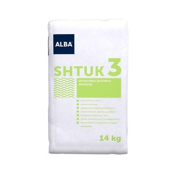 Альба Шпаклівка АЛЬБА вапняна фінішна "SHTUK 3" 14 кг - зображення 1