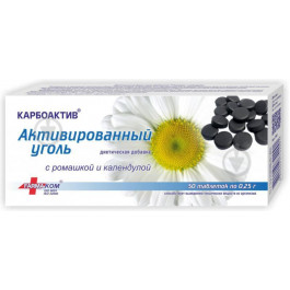 Farmakom Карбоактив Вугілля активоване (ромашка/календула) 0.25 г 50 шт.