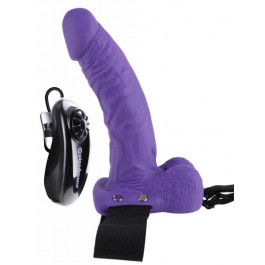 Pipedream Products Fetish Fantasy Series 7 Vibrating Hollow Strap-On with Balls, фиолетовый (603912362794)