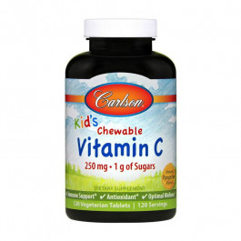 Carlson Labs Kid's Chewable Vitamin C 250 mg 1 g of Sugars (120 veg tab) tangerine