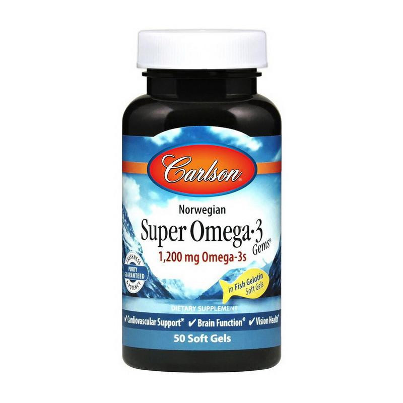 Carlson Labs Norwegian Super Omega 3 1200 mg Omega-3s (50 soft gels) - зображення 1