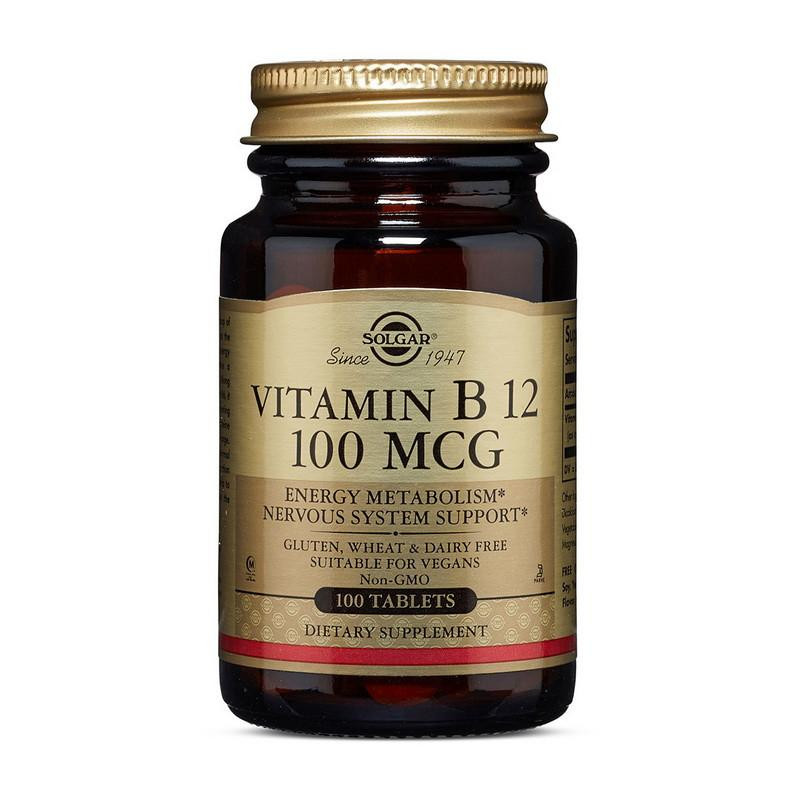 Solgar Витамин Б12 Солгар / Solgar Vitamin B-12 100 mcg 100 таблеток - зображення 1