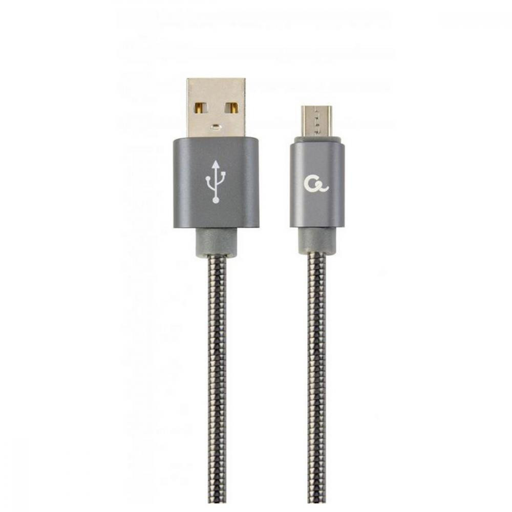 Cablexpert Premium steel USB2.0 AM/Micro-B Gray 2m (CC-USB2S-AMMBM-2M-BG) - зображення 1