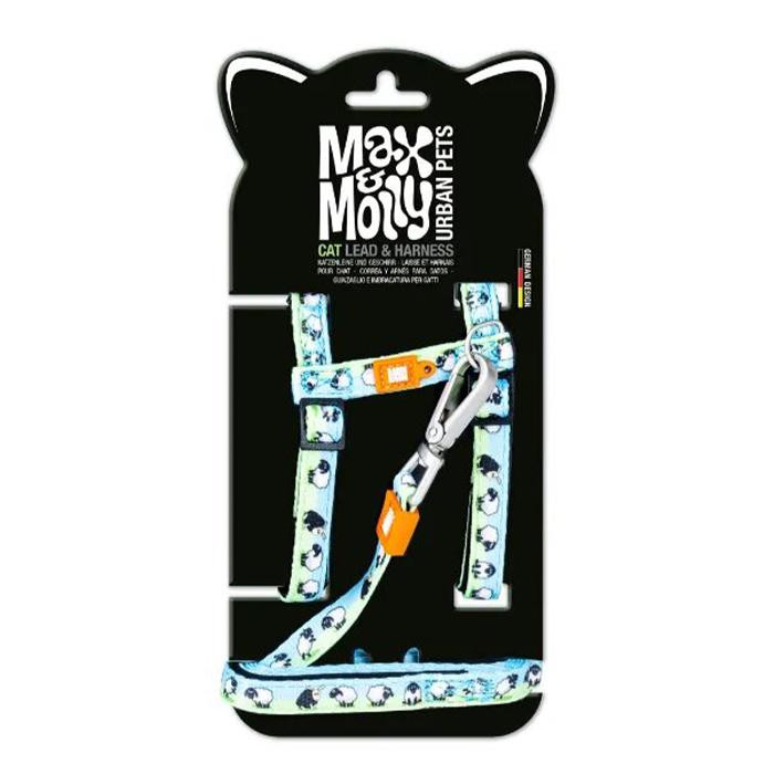 Max & Molly Cat Harness/Leash Set Black Sheep Набір шлейки та повідця для котів, малюнок "Чорна вівця" 1 шт. (42 - зображення 1