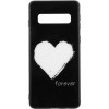 TOTO Glass Fashionable Case Samsung Galaxy S10 White Heart on Black - зображення 1