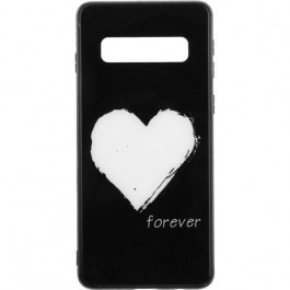 TOTO Glass Fashionable Case Samsung Galaxy S10 White Heart on Black
