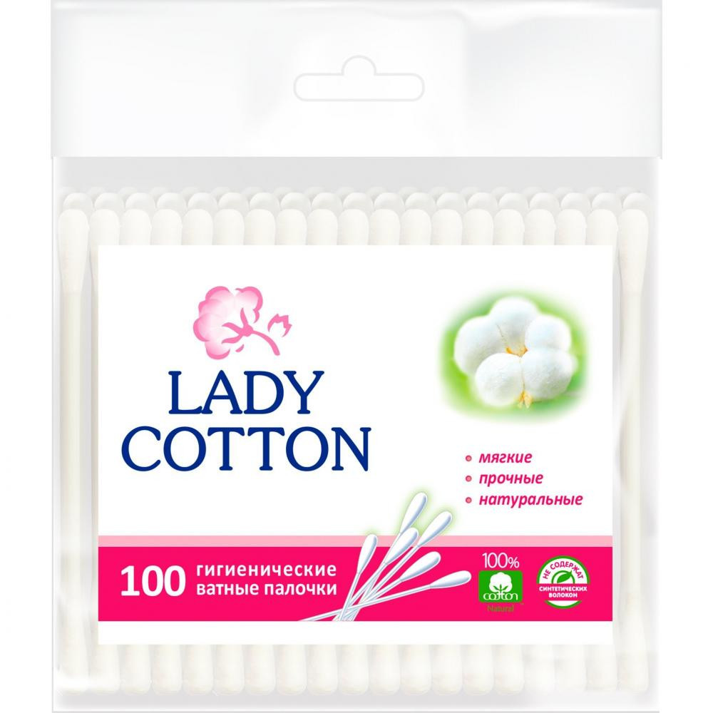 Lady Cotton Палочки ватные  п/э, 100шт (4820048487351) - зображення 1