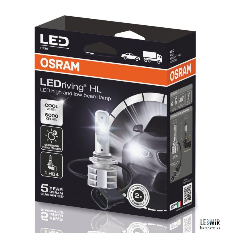 Osram HB4/9006 LEDriving HL Gen2 6000K 1215Lm 14W 12/24V 9736CW - зображення 1