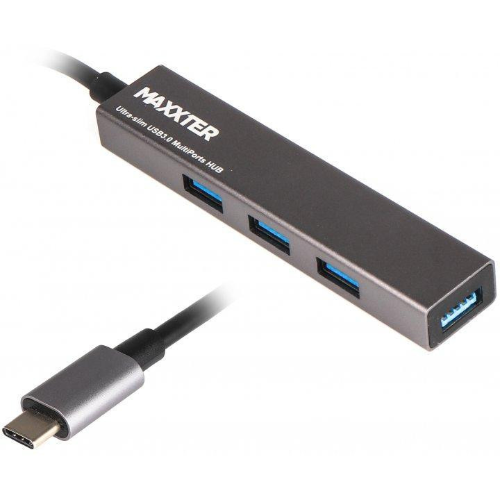 Maxxter USB Type-C 4хUSB3.0 Dark Grey (HU3C-4P-02) - зображення 1