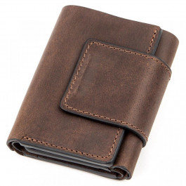 Grande Pelle Строгое портмоне унисекс в винтажном стиле  11151 коричневое