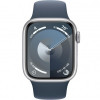 Apple Watch Series 9 GPS + Cellular 45mm Silver Aluminum Case w. Storm Blue Sport Band - S/M (MRMG3) - зображення 2