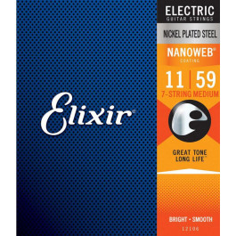 Elixir 12106 Nanoweb Anti Rust Steels Electric 7-String Medium 11/59