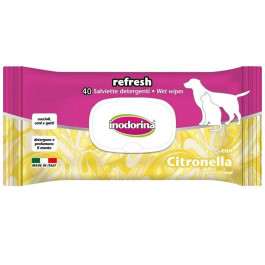 Inodorina Влажные салфетки для собак и котов  refresh Citronella с ароматом з цитронеллы 40 шт (8031398000831)