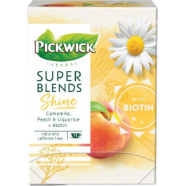 Pickwick Чай фруктово-трав'яний ароматизований  Super Blends Shine Camomile peachLiquorice+Biotin, 15х1.5 г (