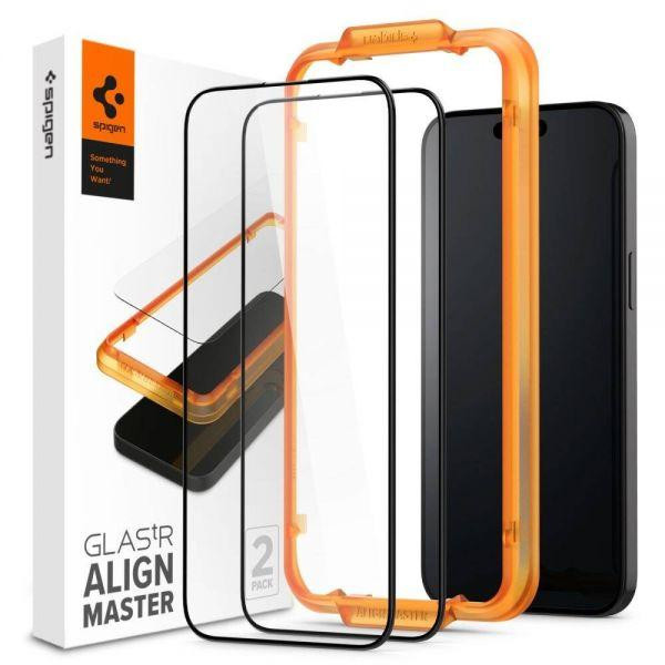 Spigen iPhone 15 Pro Alm Glass Fc 2-pack Black AGL06895 - зображення 1