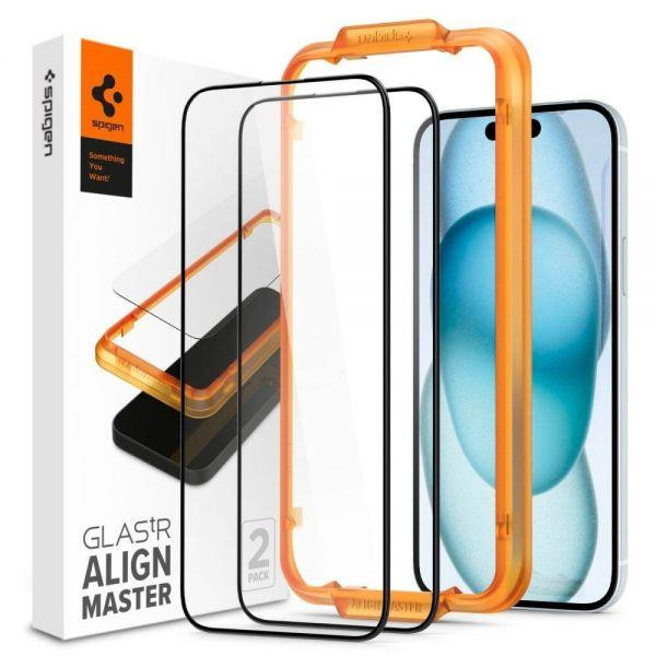 Spigen iPhone 15 Alm Glass Fc 2-pack Black (AGL06906) - зображення 1