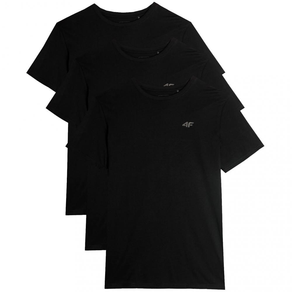 4F Футболка T-shirt  TTSHM0876 Глибокий Чорний - 3 шт. S - зображення 1