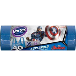 Vortex Мішки для сміття з ручками Капітан Америка міцні 35 л 20 шт. (4823071646337)