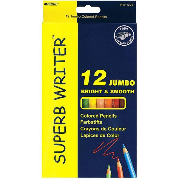 Marco Карандаши цветные 12цв. JUMBO Superb с точилкой 4400-12CB - зображення 1