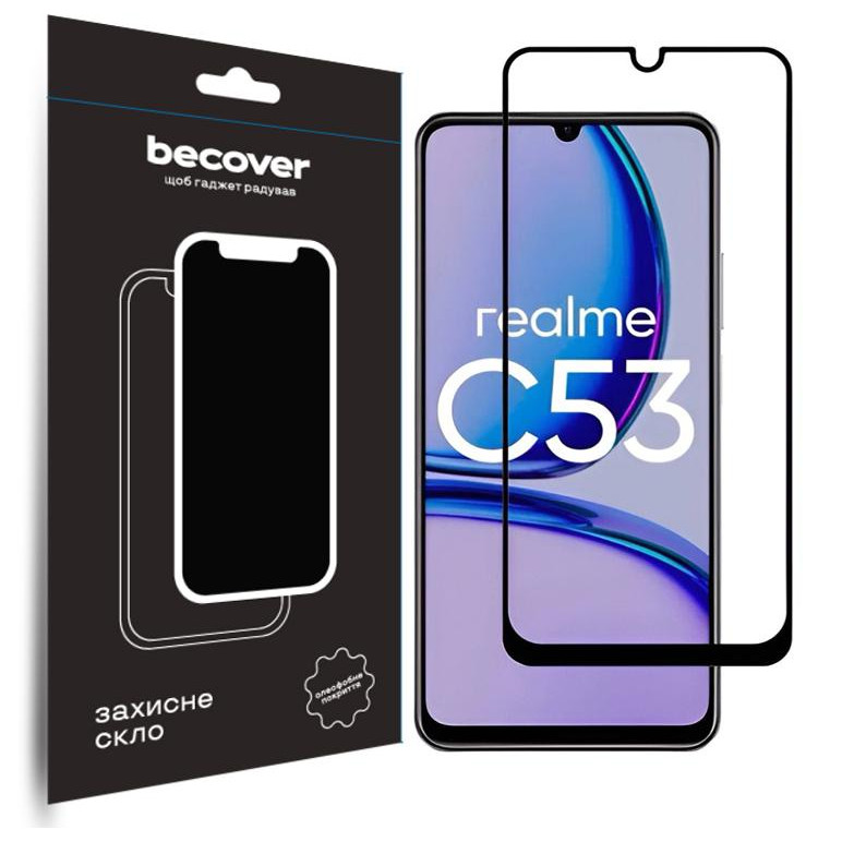BeCover Захисне скло для Realme C53 Black (710105) - зображення 1
