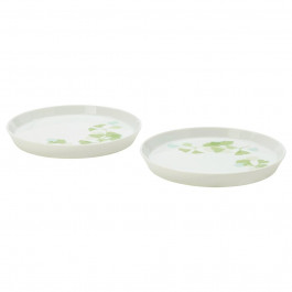 IKEA СТИЛЕНЛИГ, 304.509.92 - Тарелка десертная, орнамент «листья» белый, зеленый, 17 см