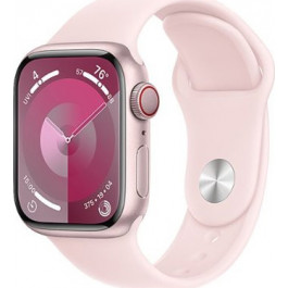 Apple Watch Series 9 GPS + Cellular 41mm Pink Alu. Case w. Light Pink Sport Band - S/M (MRHY3)