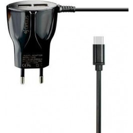 Gelius Ultra Edition 2xUSB + cable Type-C 2,1A Black (62258)