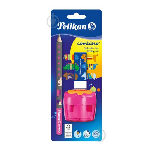 Pelikan Набор для обучения письму Combino Pink карандаш + ластик + точилка, розовый (811217P) - зображення 1