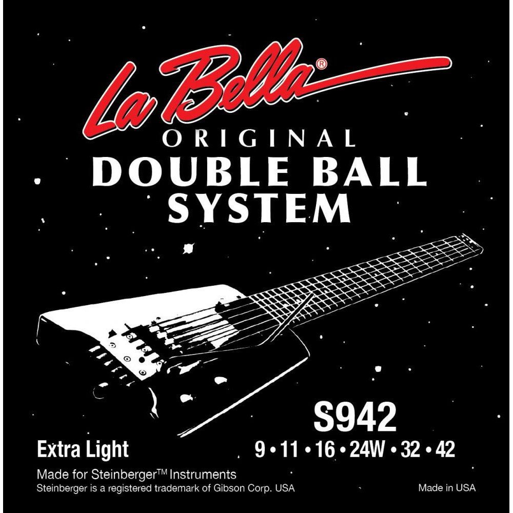 La Bella Струны для электрогитары  S942 Double Ball Steinberger Extra Light Electric Guitar Strings 9/42 - зображення 1