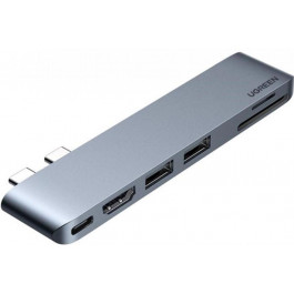 UGREEN CM380 6-in-2 USB-C Hub Silver (80856)