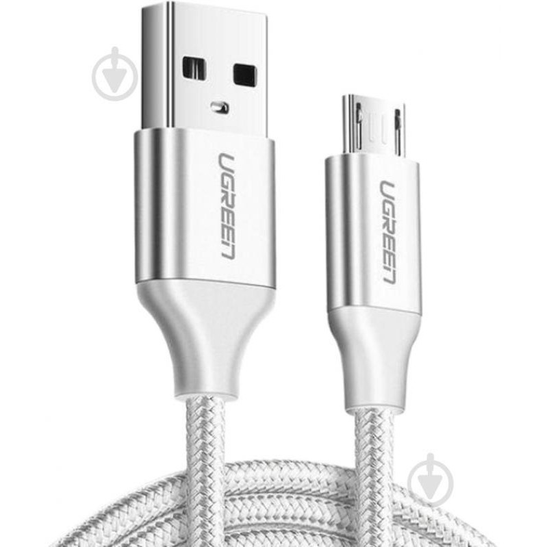 UGREEN US290 USB - Micro USB Cable Aluminum Braid 2m White (60153) - зображення 1