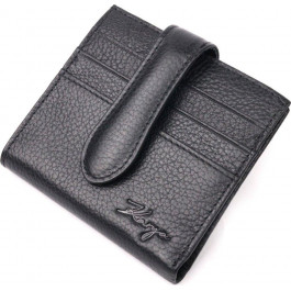   Karya Чорний жіночий гаманець компактного розміру з натуральної шкіри з хлястиком на кнопці  (2420945)