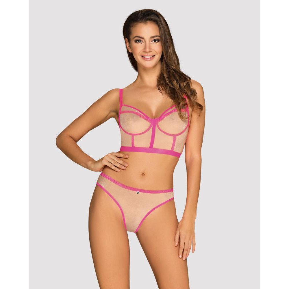 Obsessive Сексуальный комплект Obsessive Nudelia top & panties Pink L/XL (411071) - зображення 1