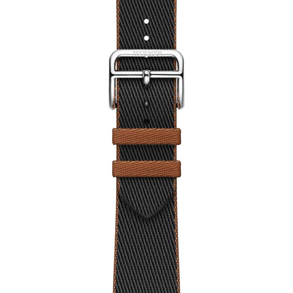 Hermes Ремінець Apple Watch  42/44/45/49mm Noir/Gold Twill Jump Single Tour (MTHH3) - зображення 1