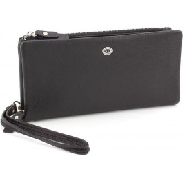  ST Leather Чорний гаманець-клатч з м'якої натуральної шкіри на дві блискавки  (15408)