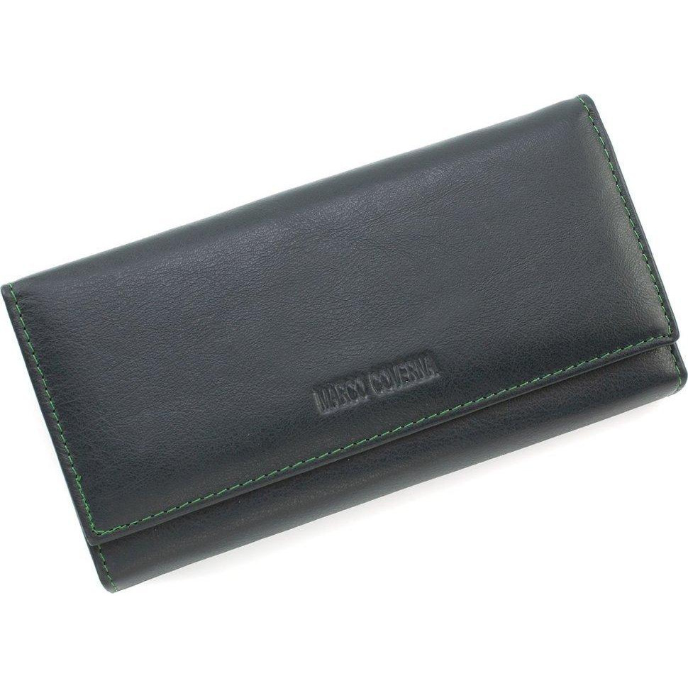Marco Coverna Оригінальний шкіряний жіночий гаманець зеленого кольору з блоком під багато карт  (17041) - зображення 1