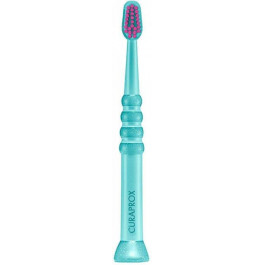 Curaprox Зубная щетка Curaprox CS Baby для детей (0-4 лет) прорезиненная ручка с присоской Зеленая с розовой 
