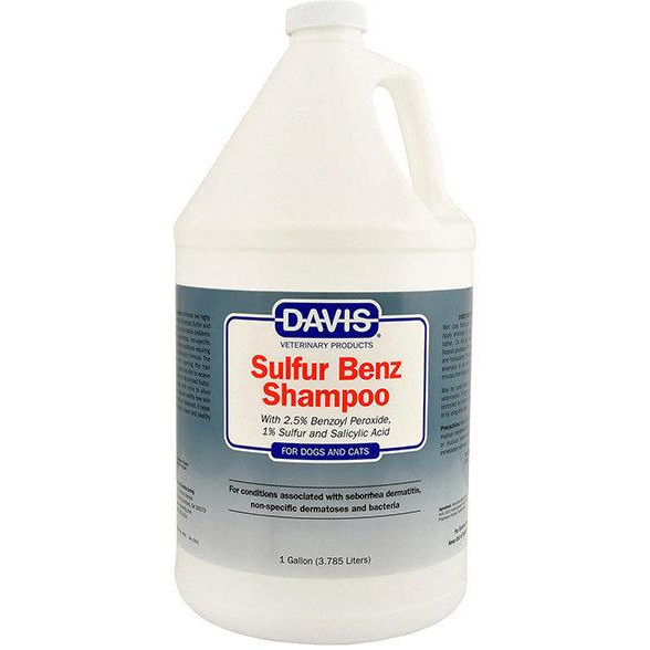 Davis Veterinary Шампунь  Sulfur Benz Shampoo для собак і котів із захворюваннями шкіри, з пероксидом бензоїлу, сірої - зображення 1