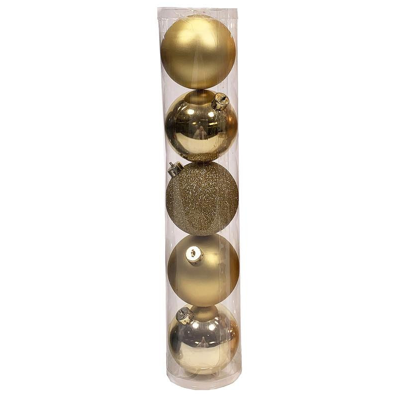 Actuel Набір куль  пластик, золото 8 см, 5 шт. (3665257120405) - зображення 1