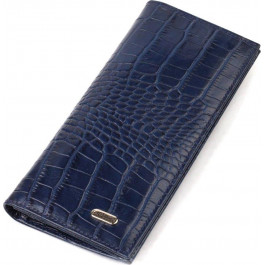 CANPELLINI Чоловічий синій вертикальний гаманець із натуральної шкіри з тисненням під крокодила  (2421901)