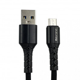 Mibrand MI-32 Nylon Charging Line USB for Micro 2A 2m Black (MIDC/322MB)