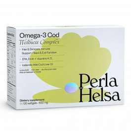 Perla Helsa Омега-3 из трески с витаминами A и D3, 500 мг, 120 капсул,