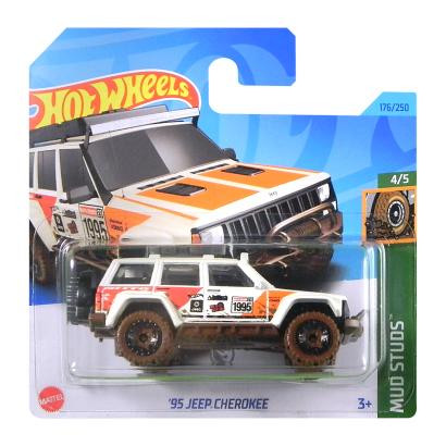 Hot Wheels 95 Jeep Cherokee Treasure Hunts Mud Studs 1:64 HKL02 White - зображення 1