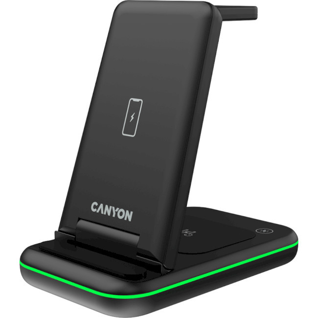 Canyon 3-in-1 Wireless charging station WS-304 Black (CNS-WCS304B) - зображення 1