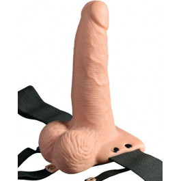 Pipedream Products Полый страпон с вибрацией Fetish Fantasy Series 6 Hollow Rechargeable Strap-on with Remote, телесный